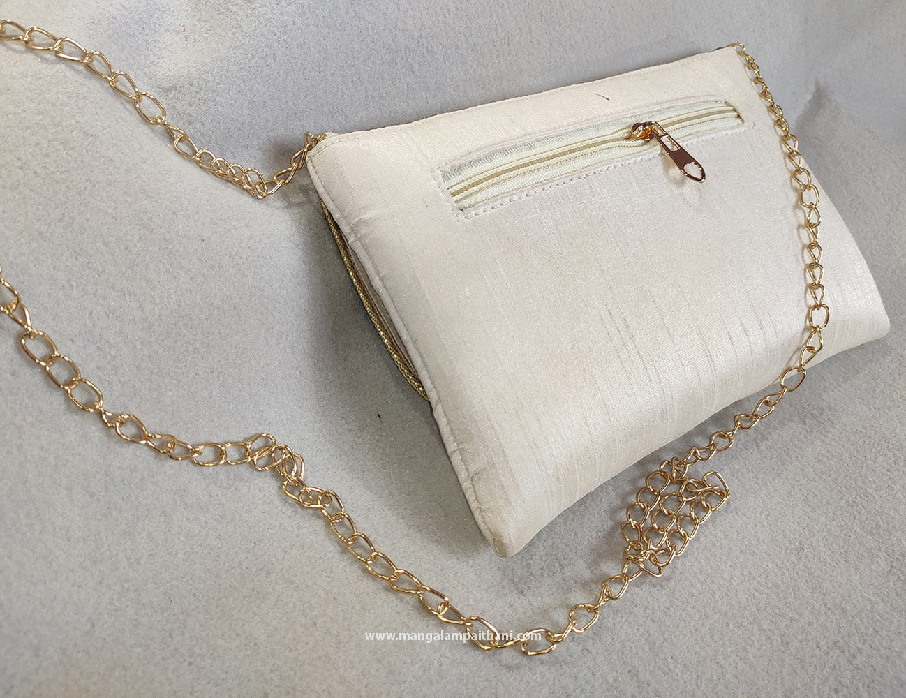 Women's Paithani Clutch Purse With Chain Strap #02