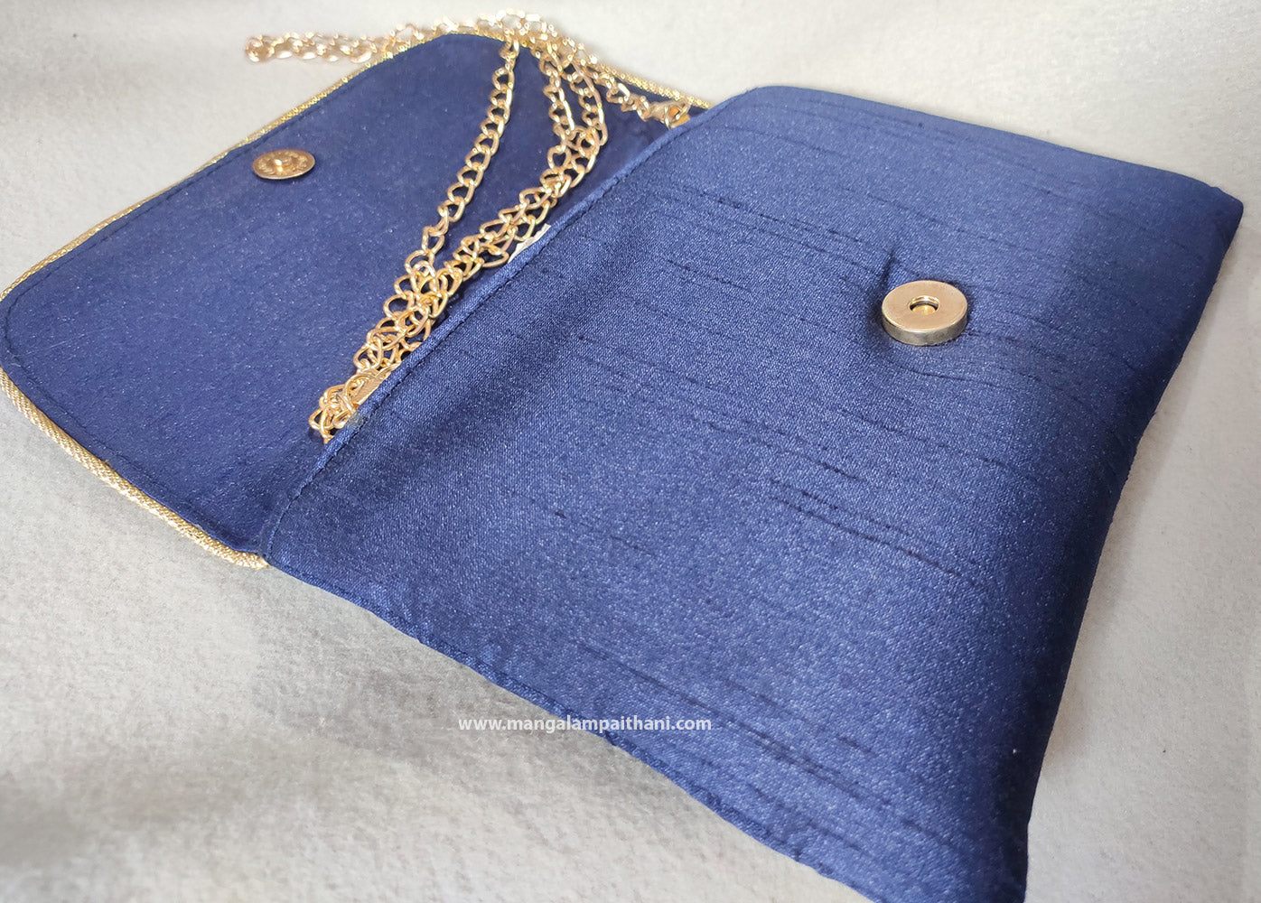Women's Paithani Clutch Purse With Chain Strap #03