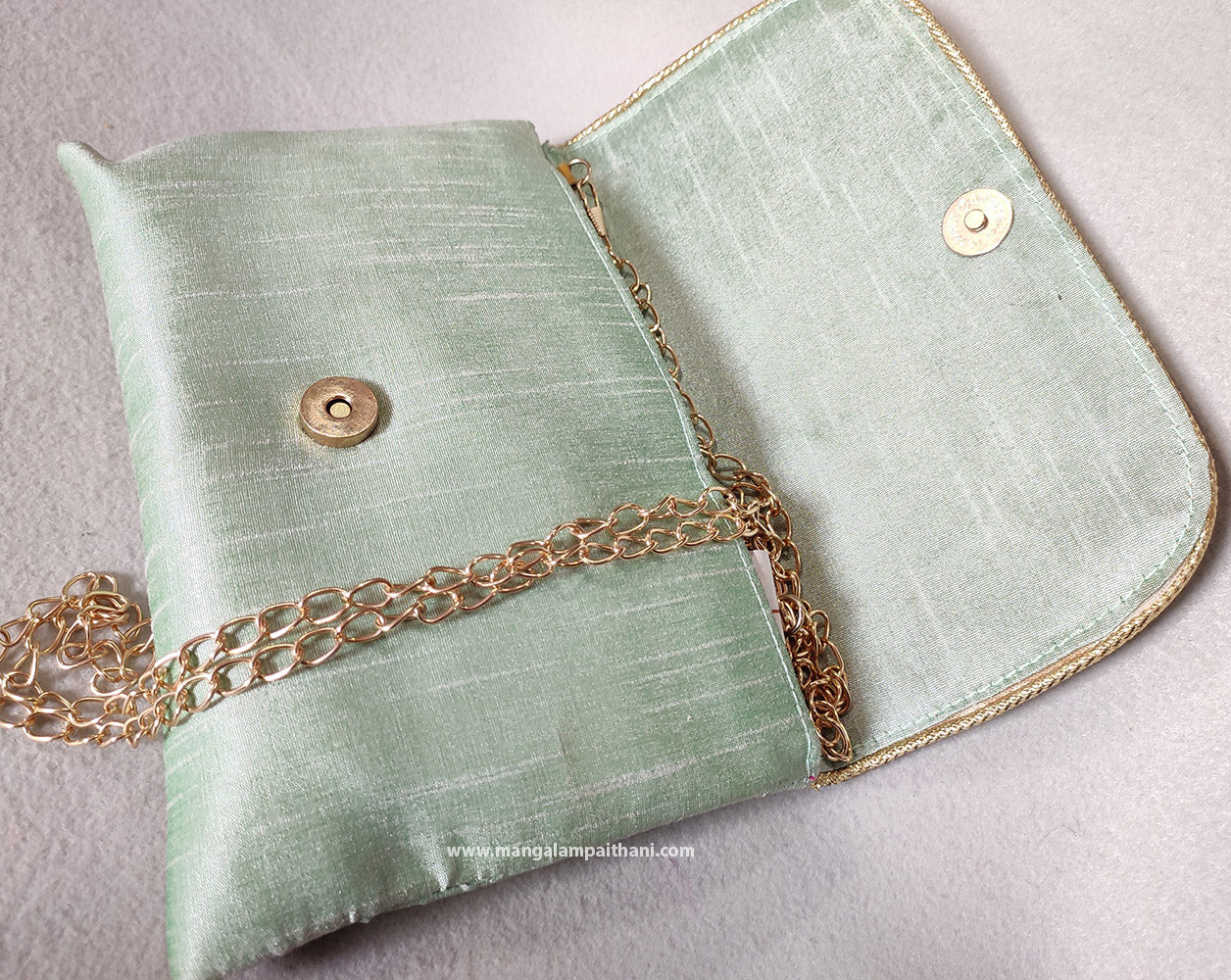 Women's Paithani Clutch Purse With Chain Strap #03