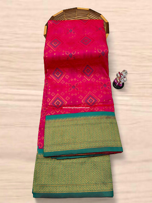 bandhani pink paithani saree mangalam paithani