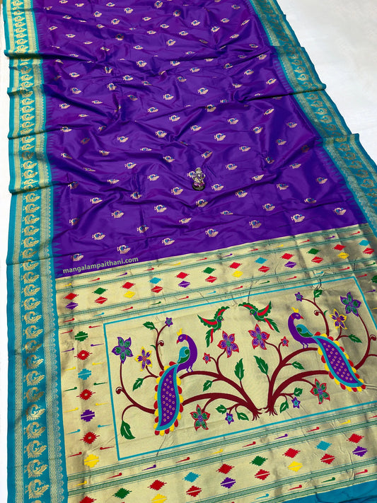 Gadwal Silk Paithani with Peacock Pallu #02