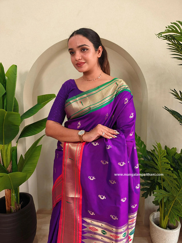 Dual Color Border Nath Paithani