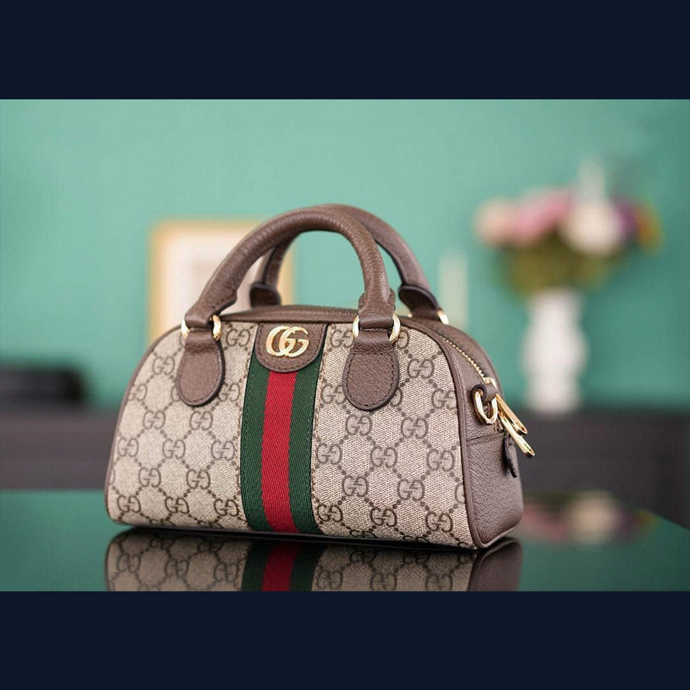 【GUCCI】Mini Ophidia Shoulder Bag/追跡+関税+全国送料込み Ophidia mini shoulder bag in beige and brown GG fabric