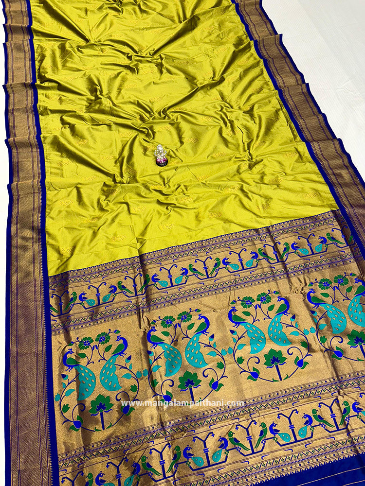 yellow paithani saree