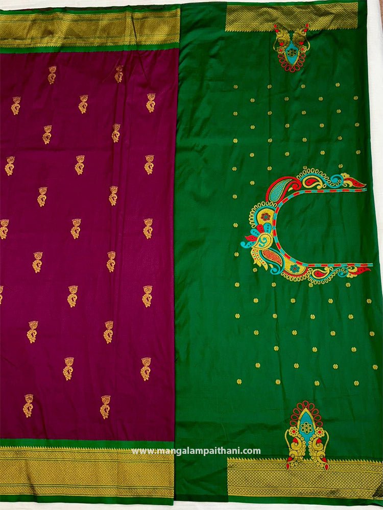 raspberry paithani saree