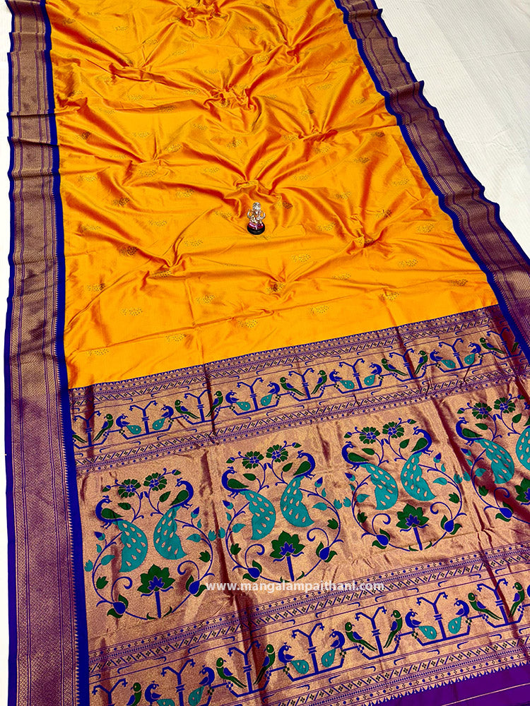 yellow paithani saree