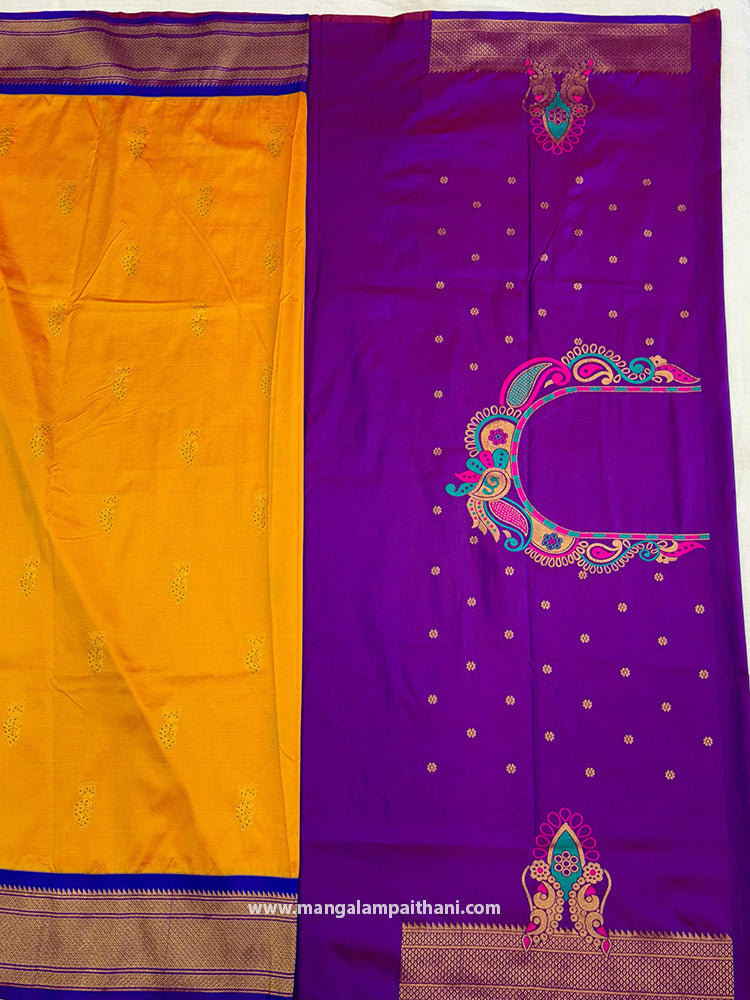orange paithani saree