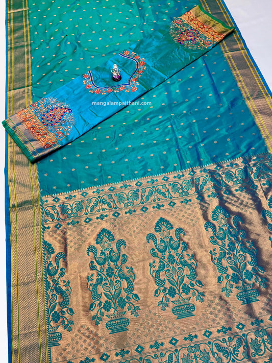 Kalanjali Paithani with Aari Work Blouse #03