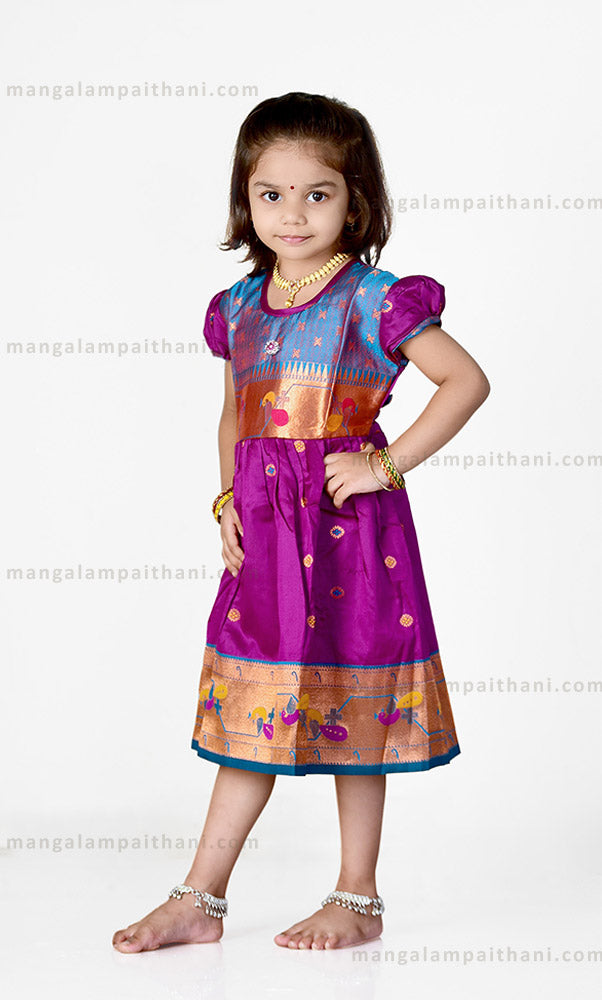 Beautiful Paithani Frock for Baby Girl