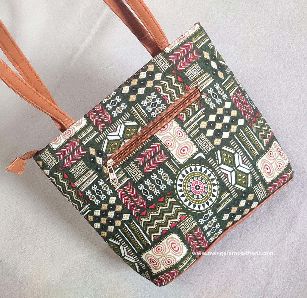 Stylish Embroidery Printed Multicolor Handbag