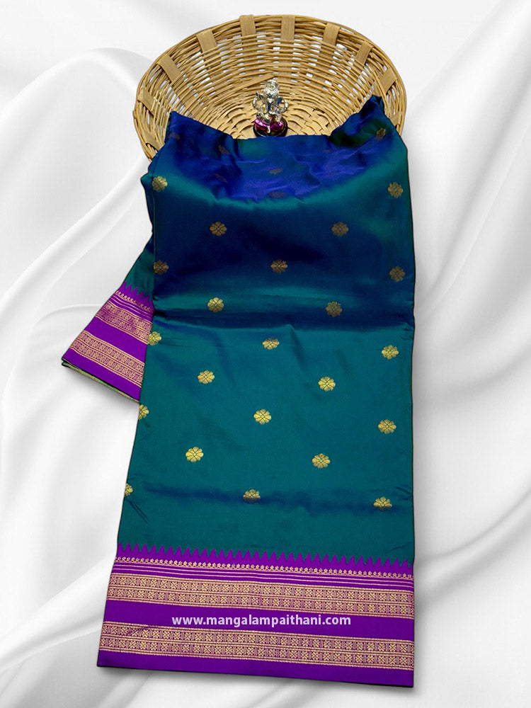 midnight green paithani saree