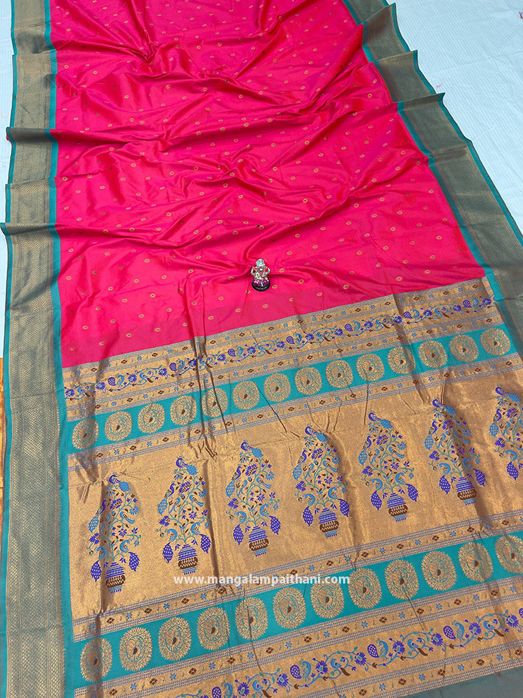rose color paithani saree