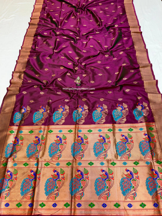Paithani Saree with Rich Zari Border & Peacock Design Pallu #02