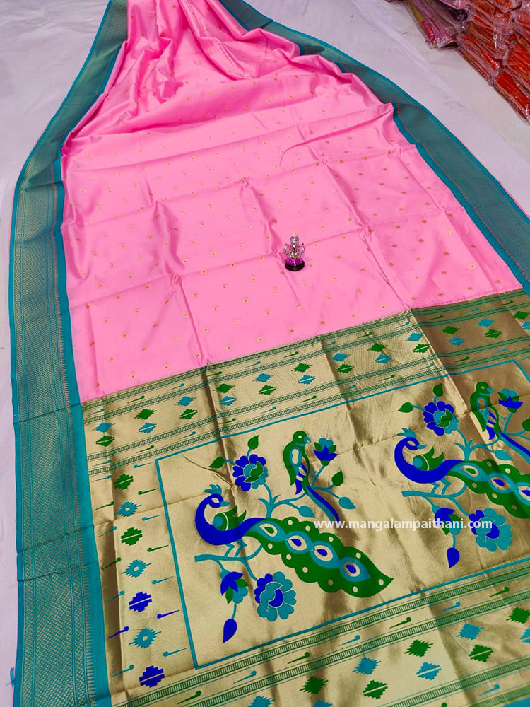 baby pink paithani saree