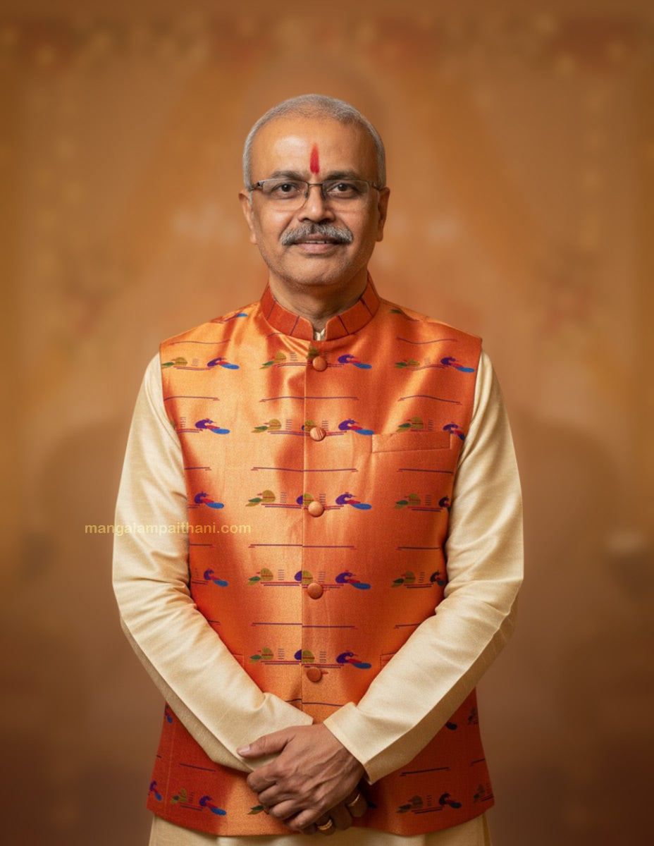mens paithani jacket, mangalam paithani jacket