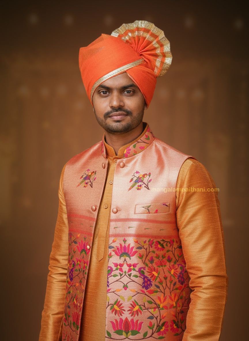 mangalam paithani jacket for mens