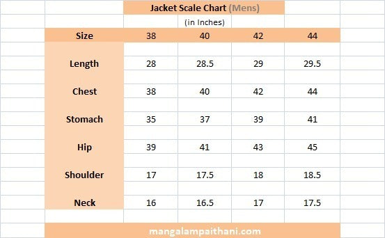 jacket size scale chart