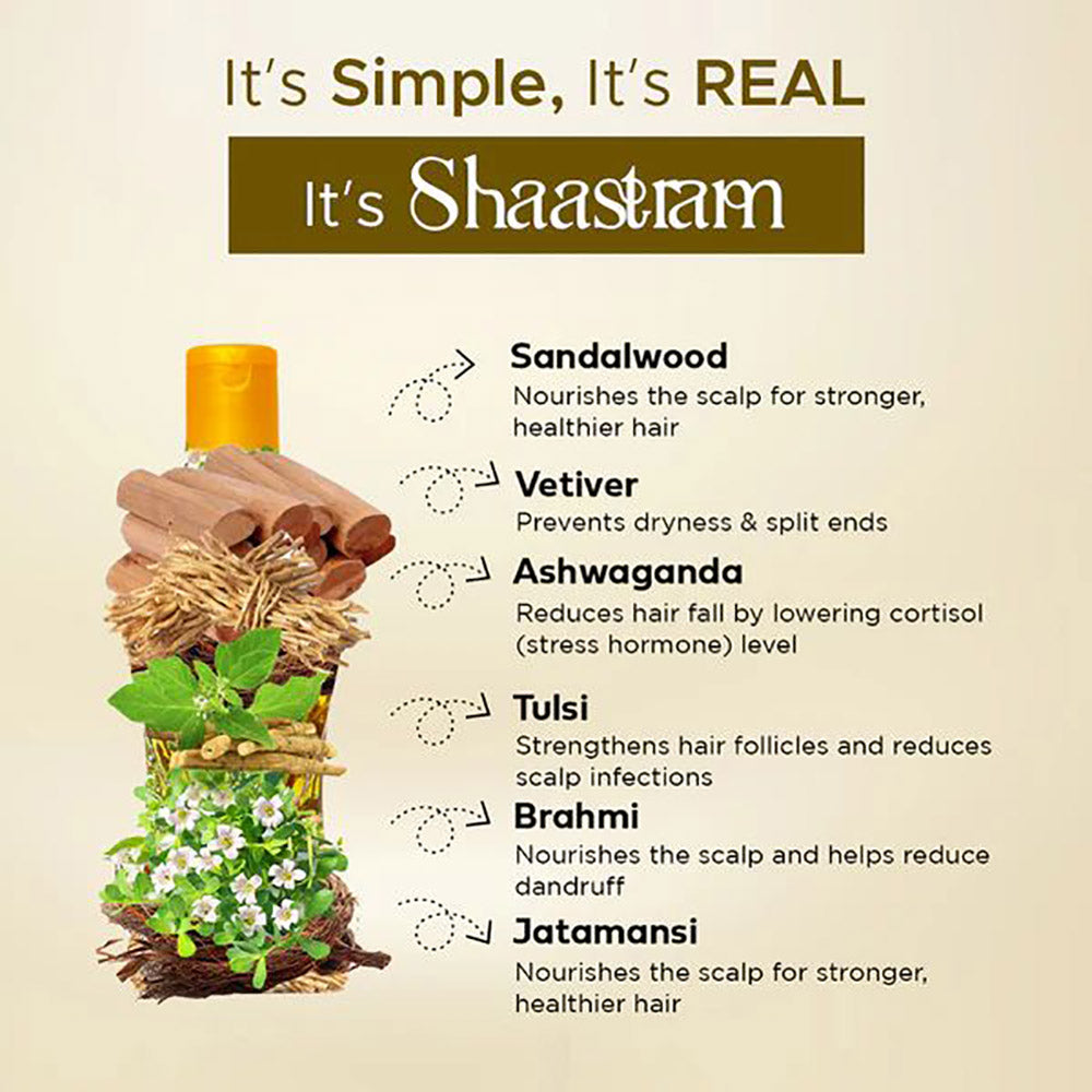 Shaastram - Coconut Shikakai, Lavender Argan & Sandalwood Vetiver Hair Oil (180 ml) - Pack Of 3