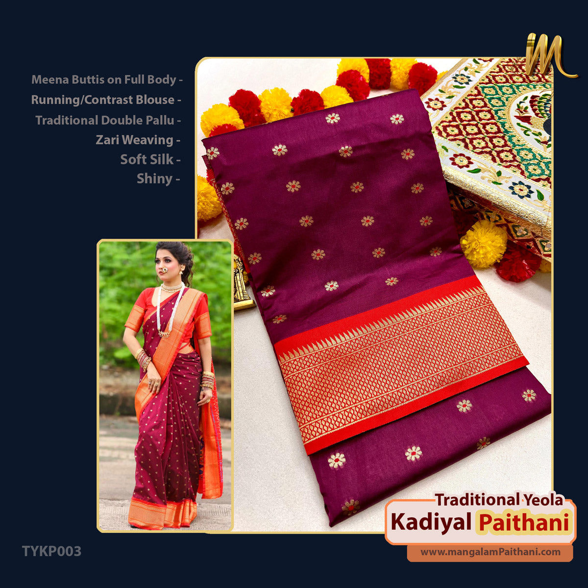 New Traditional Yeola Kadiyal Paithani #2