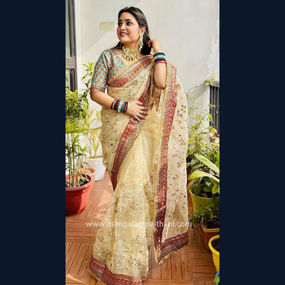 New Embroidery Organza Saree