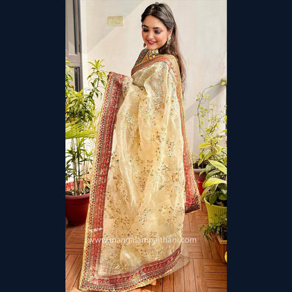 New Embroidery Organza Saree