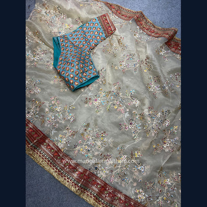 New Embroidery Organza Saree