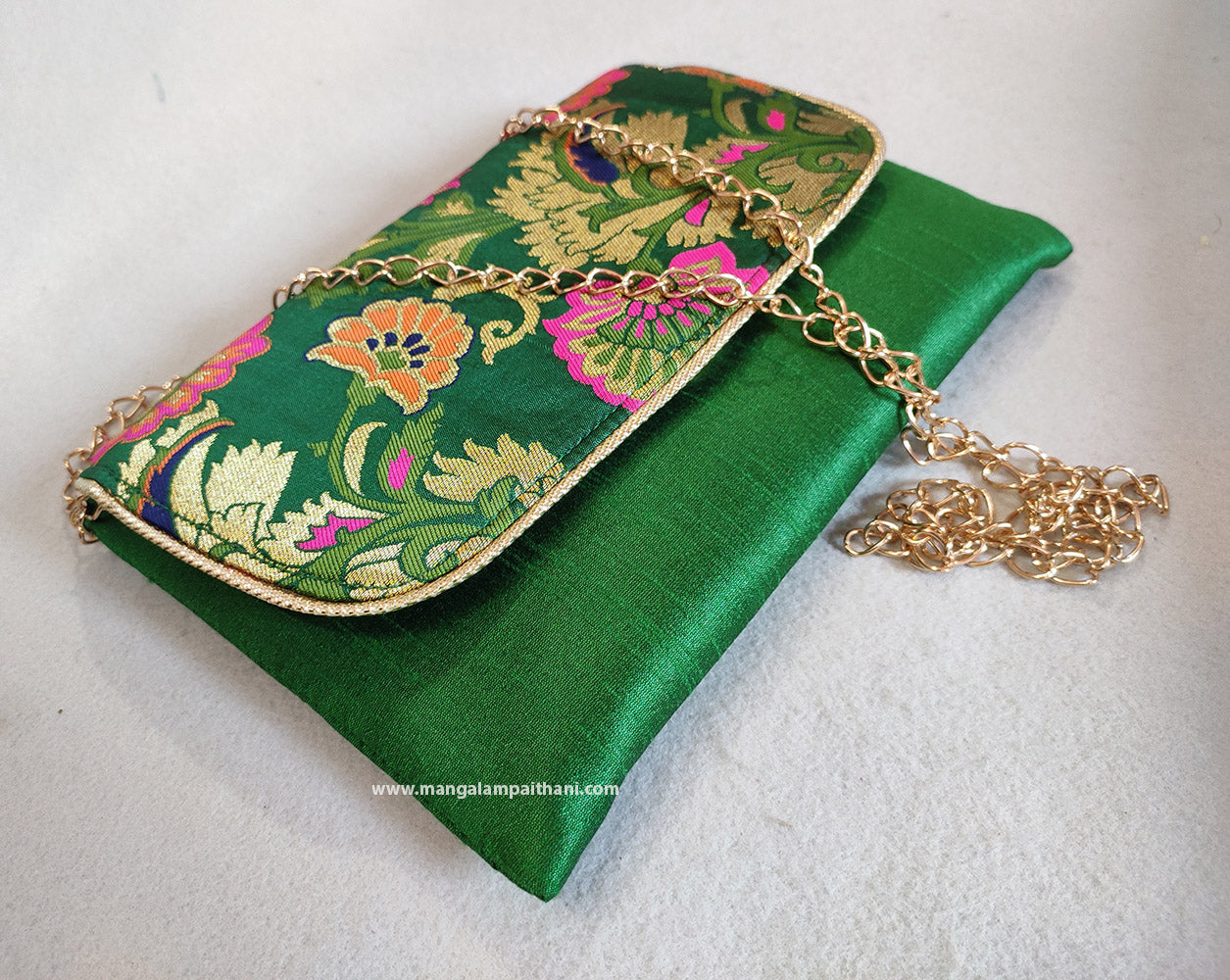 green clutch purse