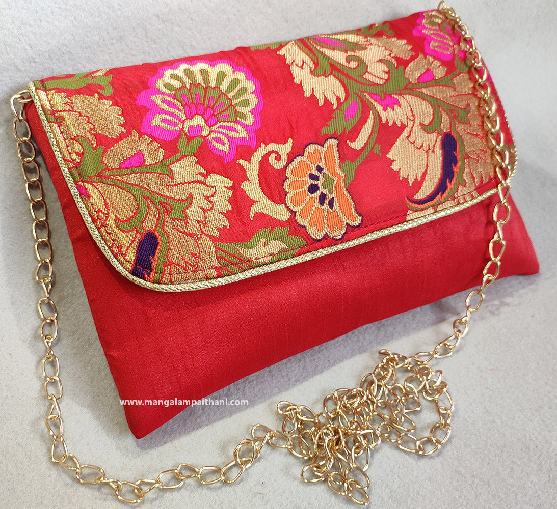 paithani clutch with chain