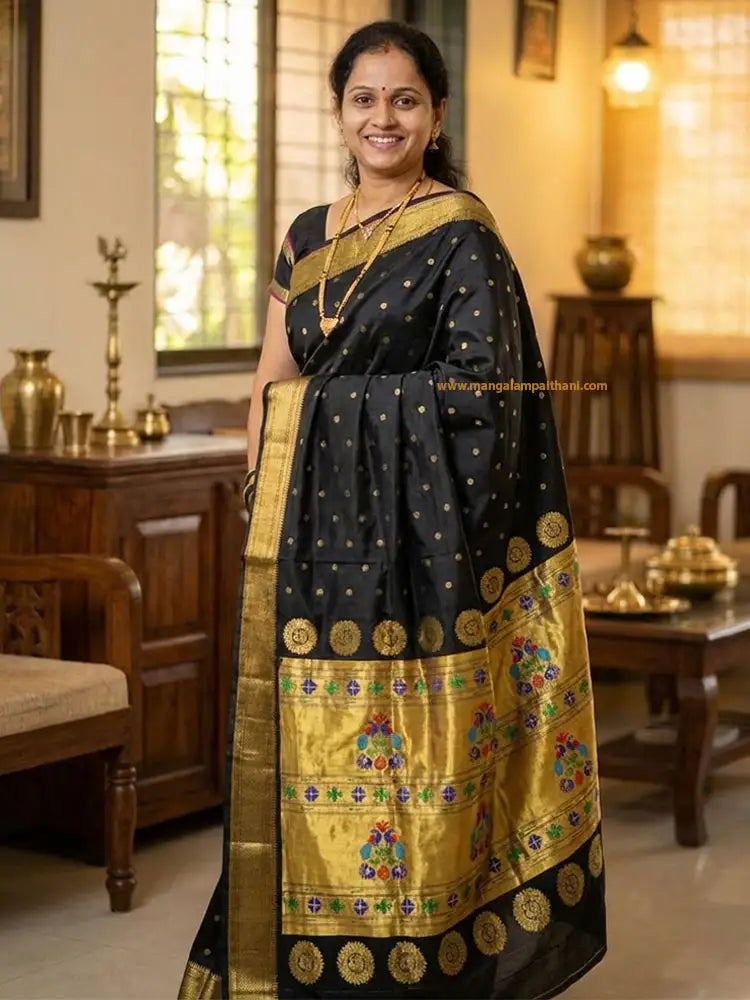 black color paithani saree