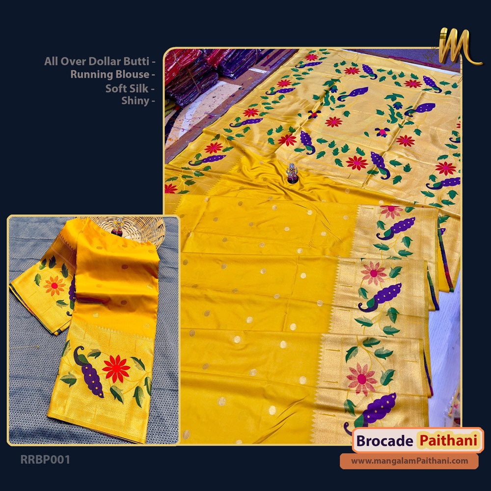 yellow paithani saree