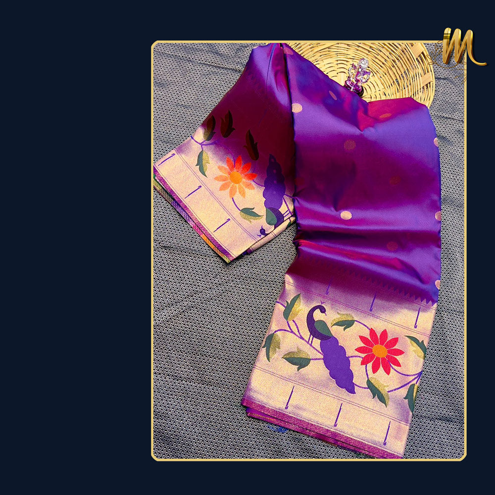 grape purple paithani saree