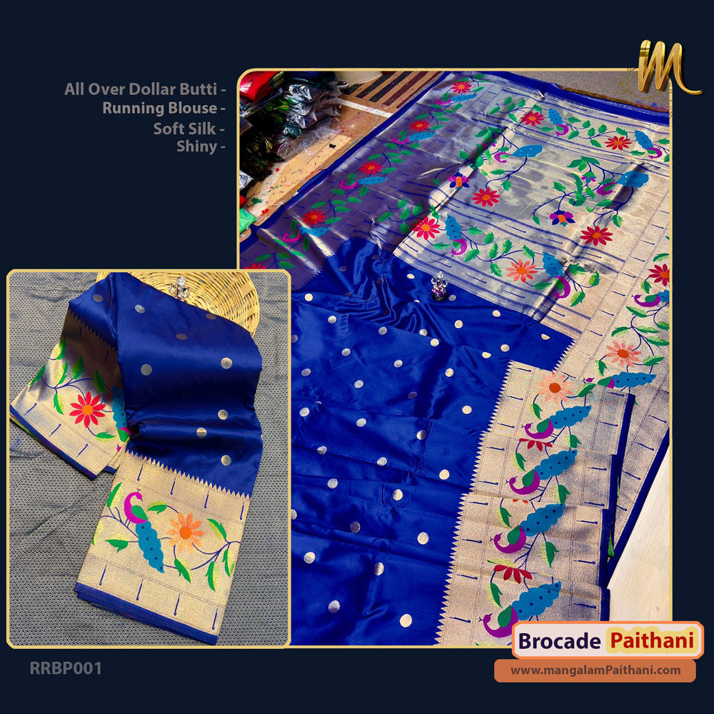 royal blue paithani saree