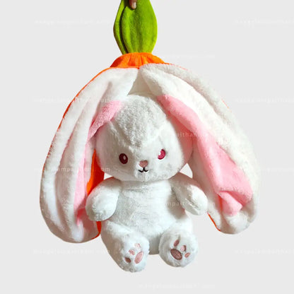 Cute Carrot Bunny Plush Toy Pillow - 2-in-1 Soft Stuffed Rabbit Cushion