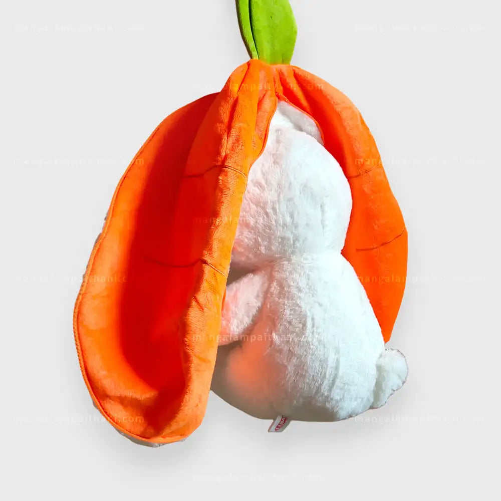 Cute Carrot Bunny Plush Toy Pillow - 2-in-1 Soft Stuffed Rabbit Cushion