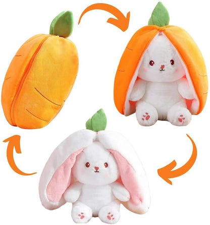Cute Carrot Bunny Plush Toy Pillow - 2-in-1 Soft Stuffed Rabbit Cushion