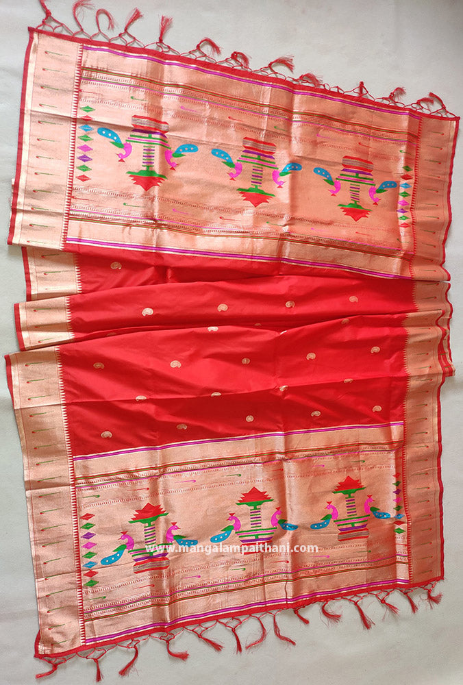 Muniya Paithani Dupatta - Red Color