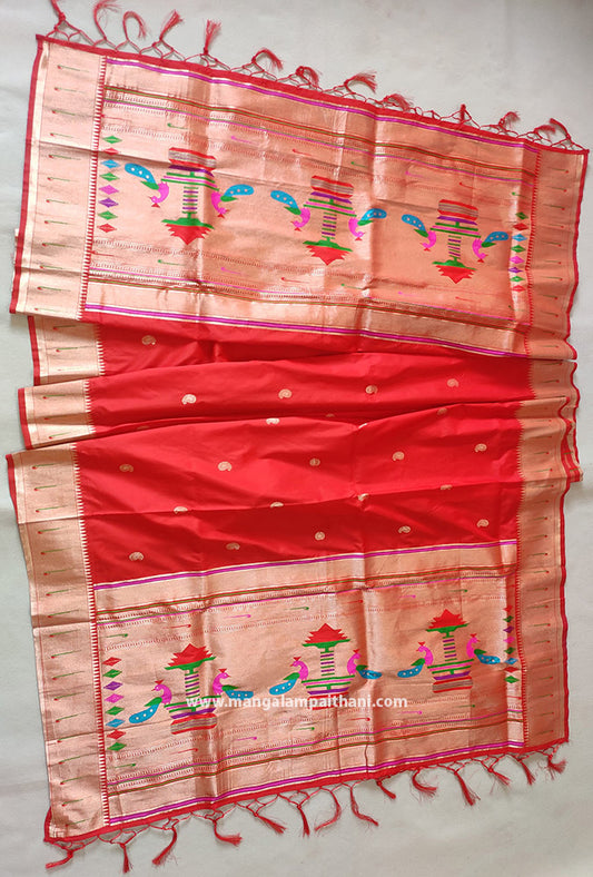 Muniya Paithani Dupatta - Red Color