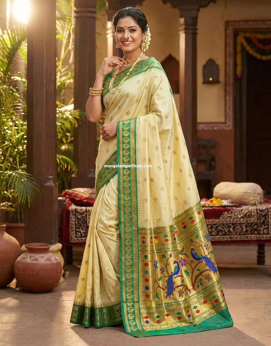 Gadwal Silk Paithani with Peacock Pallu #01