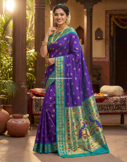 Gadwal Silk Paithani with Peacock Pallu #02