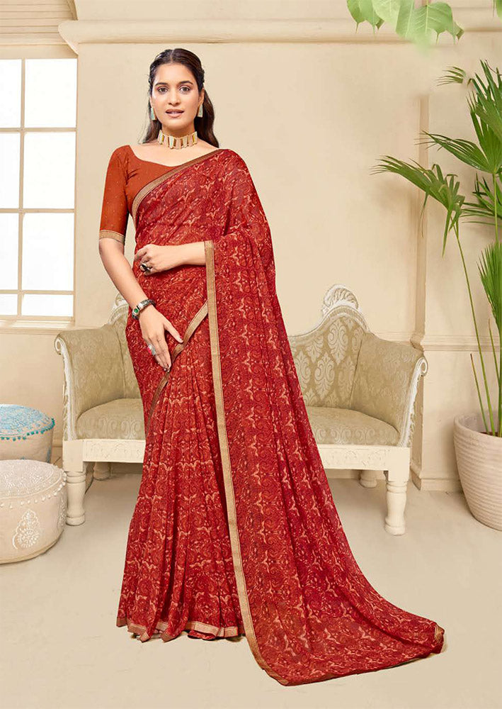 Elegant Georgette Saree with Golden Border