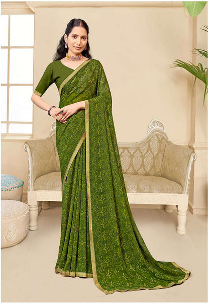 Elegant Georgette Saree with Golden Border