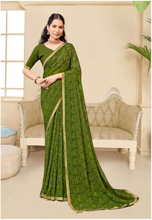 Elegant Georgette Saree with Golden Border