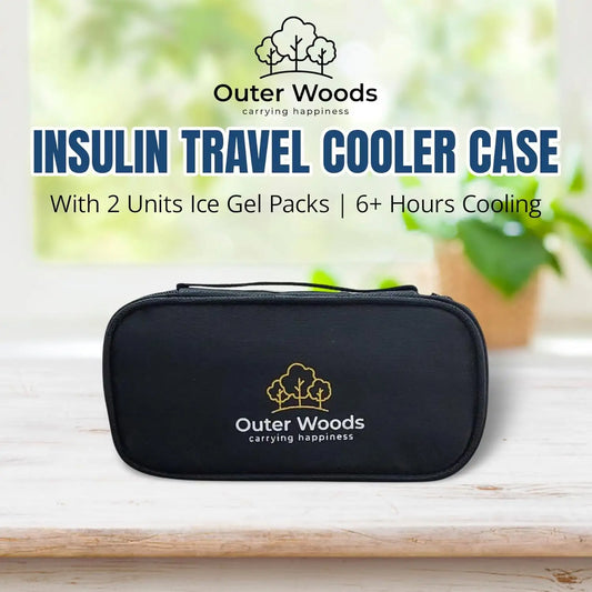 Outer Woods - Black Insulin Cooler Bag with 2 Units Ice Gel Pack | 6 to 8 Hours Cooling Pack
