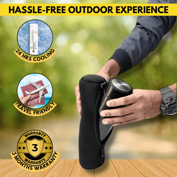 Outer Woods - Insulin Cooler Bottle Case with 24 Hours Cooling | 500ml Bottle | 6 Units Mini Ice Gel Packs |