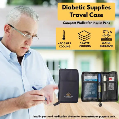 Outer Woods - Insulin Cooling Wallet for Diabetics with 2 Free Ice Gel Packs | 4+ Hours Cooling