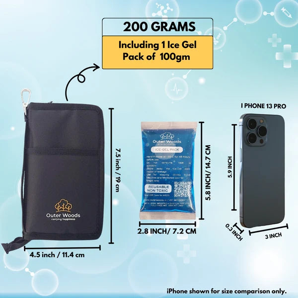 Outer Woods - Insulin Cooling Wallet for Diabetics with 2 Free Ice Gel Packs | 4+ Hours Cooling