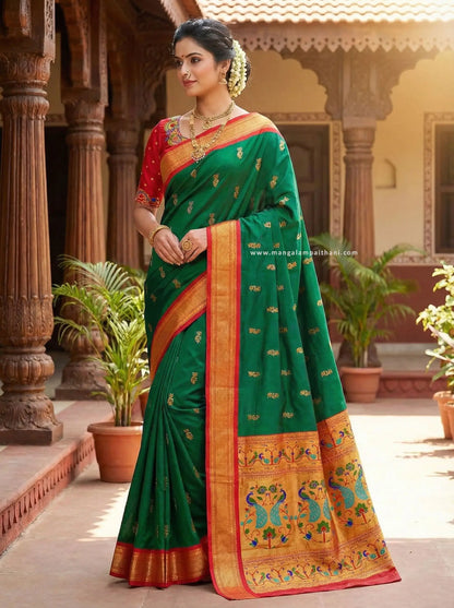 Peacock Paithani With Designer Blouse #02