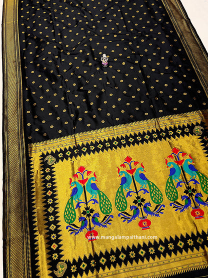 black yevla paithani saree