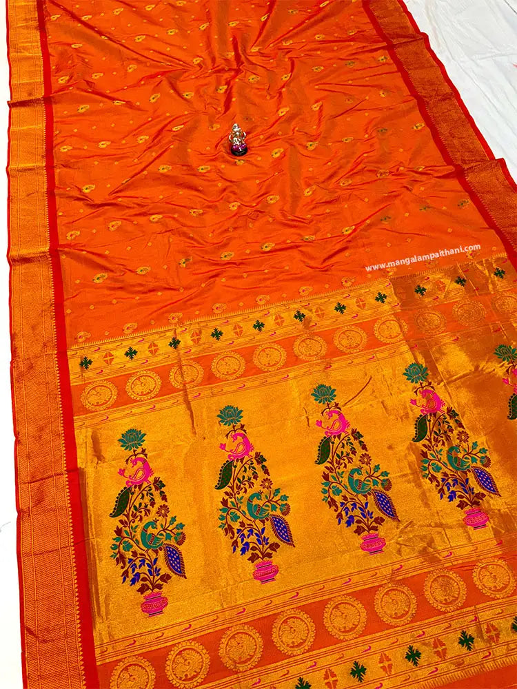 Orange Paithani Saree