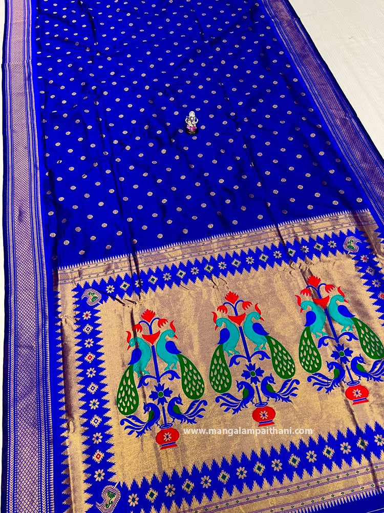 kadiyal blue paithani saree